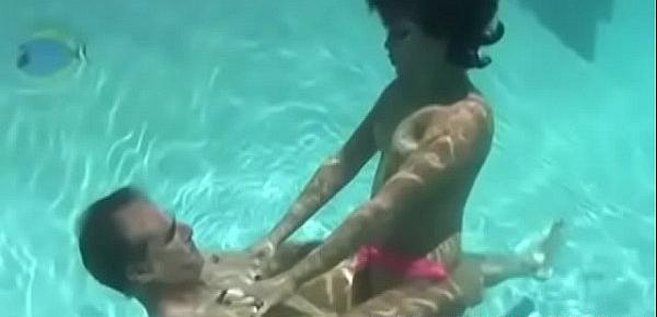  Yummy redhead girl and hung dude fuck underwater like crazy